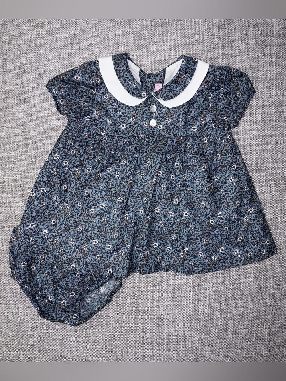 La Coqueta 2y Navy Floral Peter Pan Collar Kids Matching Set EUC